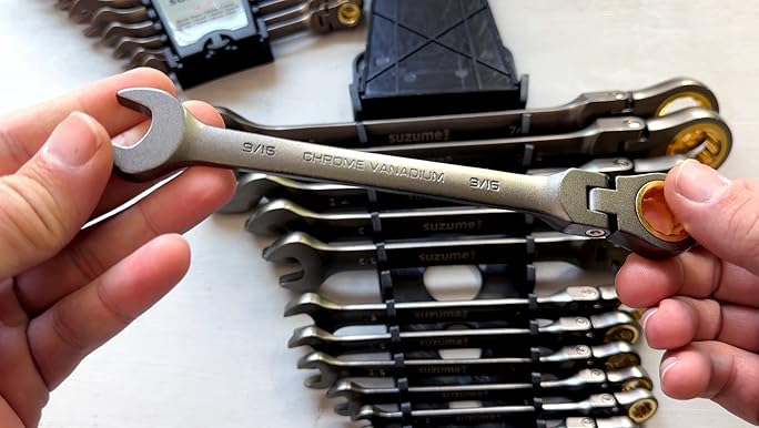 SUZUME 12-Piece (1/4”-7/8”) Flex Head Ratcheting Wrench Set